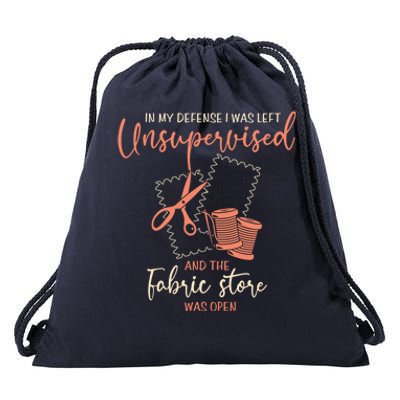 Funny Sewing Quilting Gift Left Unsupervised Gift Drawstring Bag