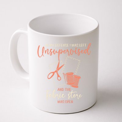 Funny Sewing Quilting Gift Left Unsupervised Gift Coffee Mug