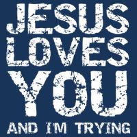 Funny Sarcastic Quote Gift Jesus Loves You And Im Trying Flat Bill Trucker Hat