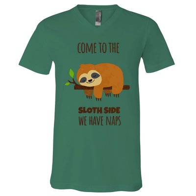 Funny Sloth Quote Funny Quote Sloth Lover Lazy Day Slogan V-Neck T-Shirt