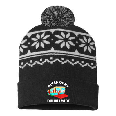 Funny Sarcastic Queen of My Double Wide Trailer Engagement USA-Made Snowflake Beanie