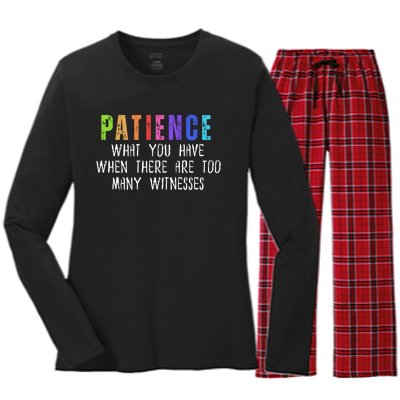 Funny Sarcastic Quote Saying Patience Definition Women's Long Sleeve Flannel Pajama Set 