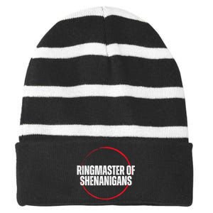 Funny Sarcasm Ringmaster Of Shenanigans Striped Beanie with Solid Band