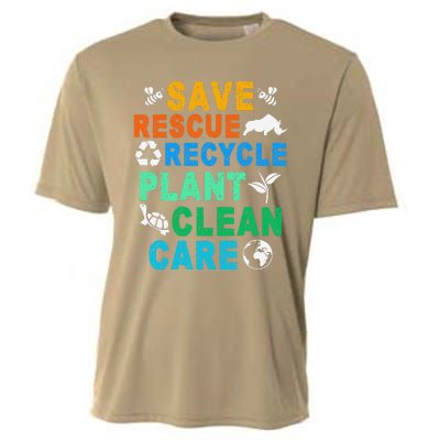 Funny Save Rescue Recycle Plant Clean Care Earth Day Cooling Performance Crew T-Shirt