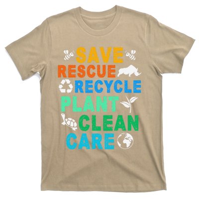 Funny Save Rescue Recycle Plant Clean Care Earth Day T-Shirt