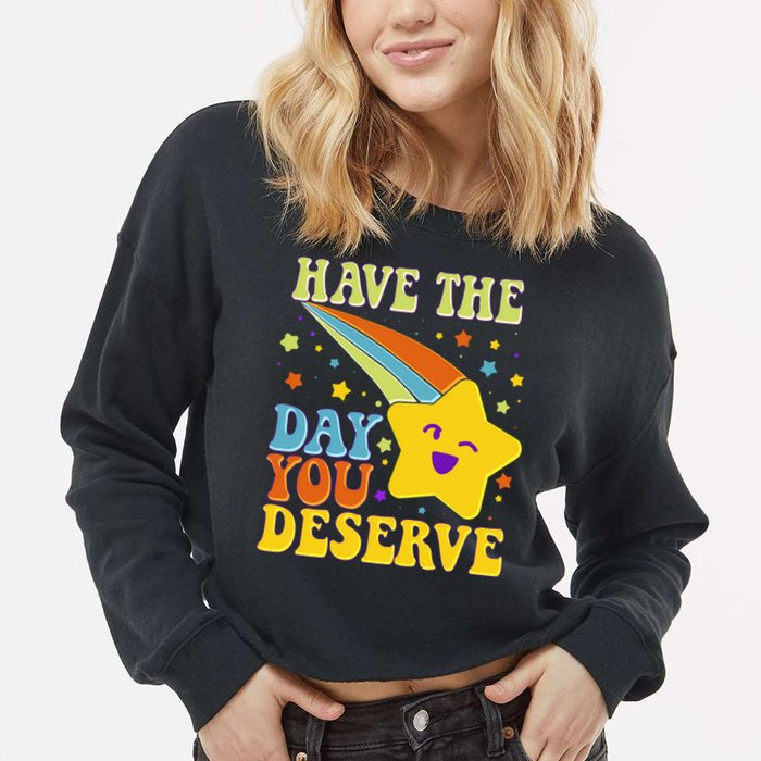 Funny Sarcastic Retro Shooting Star Cropped Pullover Crew