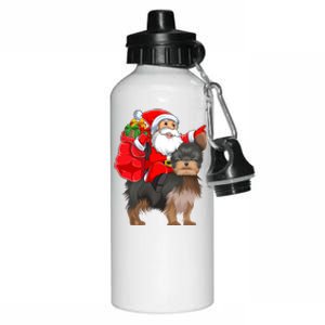 Funny Santa Riding Yorkshire Terrier Dog Christmas Cool Gift Aluminum Water Bottle