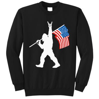 Funny Sasquatch Rock And Roll USA Flag For Bigfoot Believers Sweatshirt