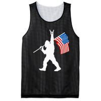 Funny Sasquatch Rock And Roll USA Flag For Bigfoot Believers Mesh Reversible Basketball Jersey Tank