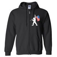 Funny Sasquatch Rock And Roll USA Flag For Bigfoot Believers Full Zip Hoodie