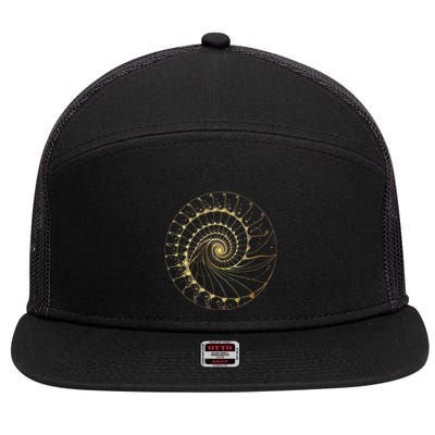Fibonacci Spiral Ratio Mathematicians Sacred Geometry 7 Panel Mesh Trucker Snapback Hat