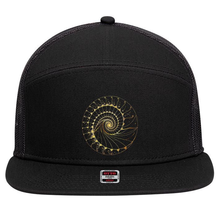 Fibonacci Spiral Ratio Mathematicians Sacred Geometry 7 Panel Mesh Trucker Snapback Hat
