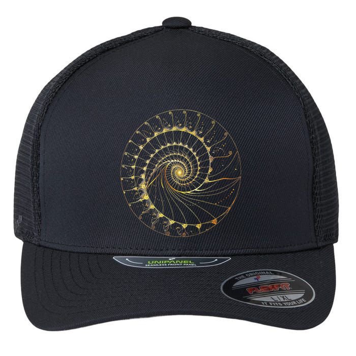 Fibonacci Spiral Ratio Mathematicians Sacred Geometry Flexfit Unipanel Trucker Cap