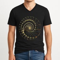 Fibonacci Spiral Ratio Mathematicians Sacred Geometry V-Neck T-Shirt