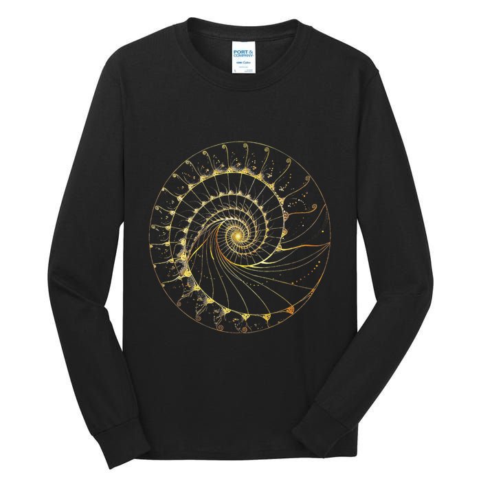 Fibonacci Spiral Ratio Mathematicians Sacred Geometry Tall Long Sleeve T-Shirt