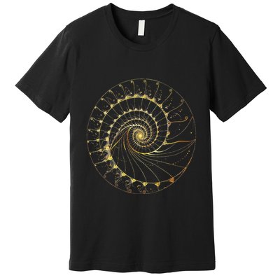 Fibonacci Spiral Ratio Mathematicians Sacred Geometry Premium T-Shirt