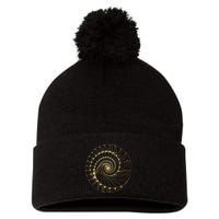 Fibonacci Spiral Ratio Mathematicians Sacred Geometry Pom Pom 12in Knit Beanie