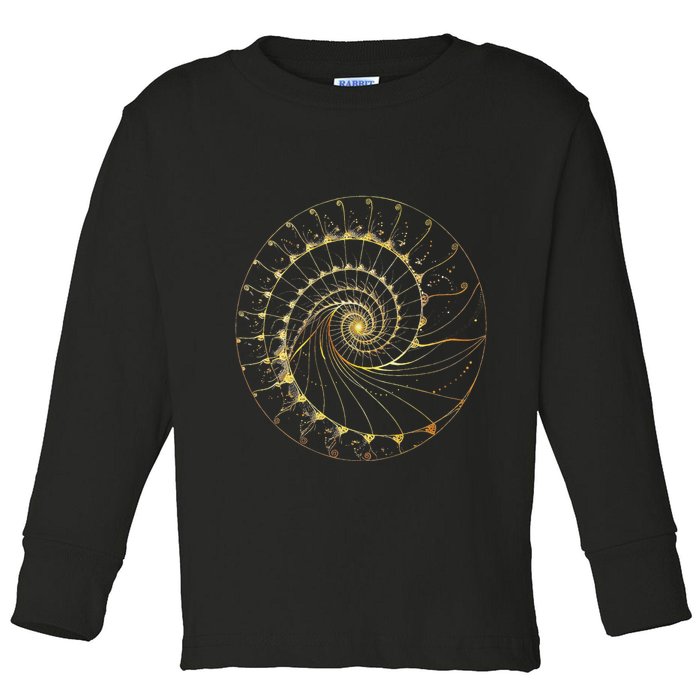 Fibonacci Spiral Ratio Mathematicians Sacred Geometry Toddler Long Sleeve Shirt