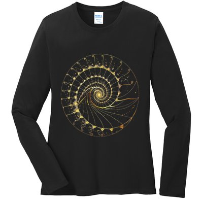 Fibonacci Spiral Ratio Mathematicians Sacred Geometry Ladies Long Sleeve Shirt