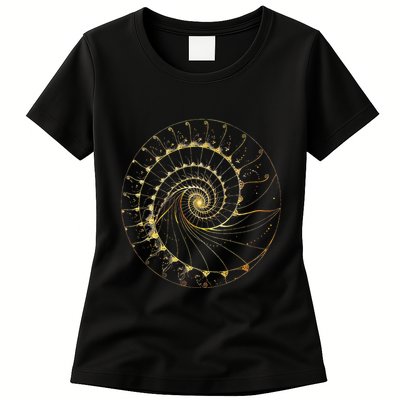 Fibonacci Spiral Ratio Mathematicians Sacred Geometry Womens T-Shirt