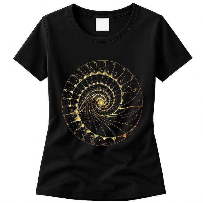 Fibonacci Spiral Ratio Mathematicians Sacred Geometry Womens T-Shirt
