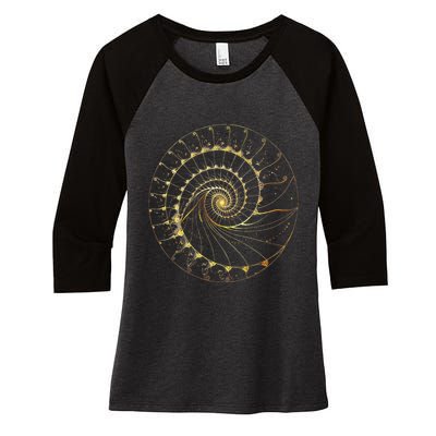 Fibonacci Spiral Ratio Mathematicians Sacred Geometry Women's Tri-Blend 3/4-Sleeve Raglan Shirt