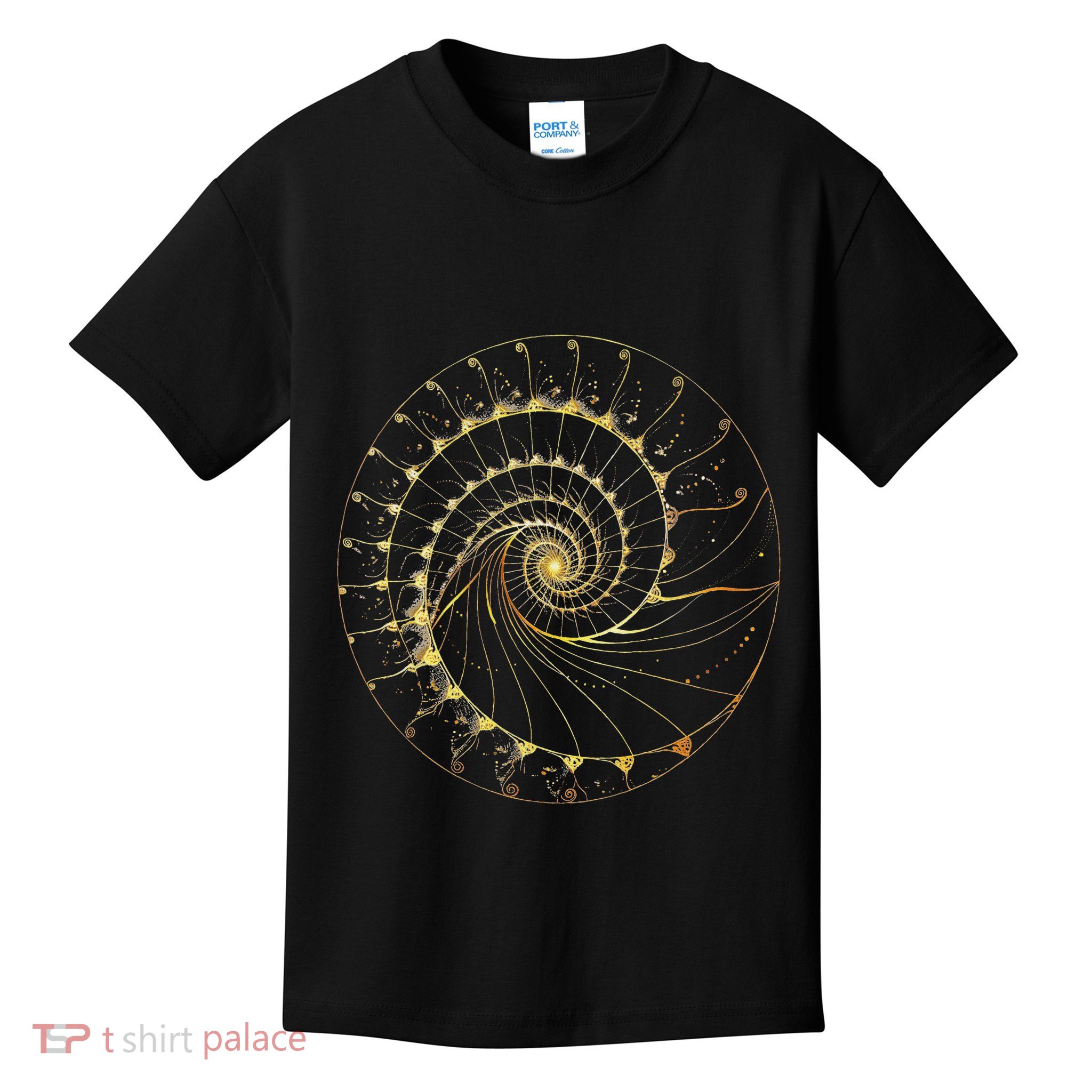 Fibonacci Spiral Ratio Mathematicians Sacred Geometry Kids T-Shirt