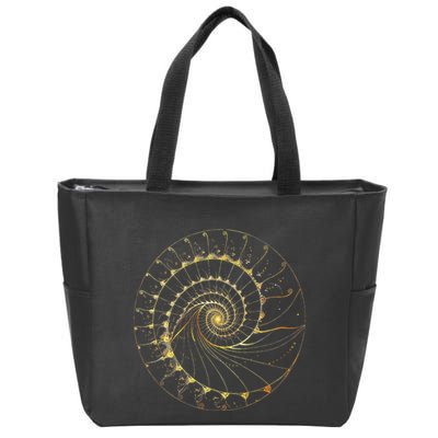 Fibonacci Spiral Ratio Mathematicians Sacred Geometry Zip Tote Bag