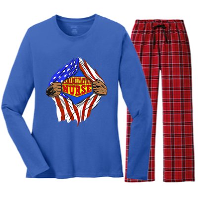 Funny Super Rehabilitation Nurse Hero Job Gift Women's Long Sleeve Flannel Pajama Set 