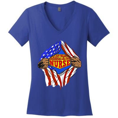 Funny Super Rehabilitation Nurse Hero Job Gift Women's V-Neck T-Shirt