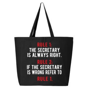 Funny Secretary Rules Secretary Day Cool Gift 25L Jumbo Tote