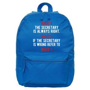 Funny Secretary Rules Secretary Day Cool Gift 16 in Basic Backpack