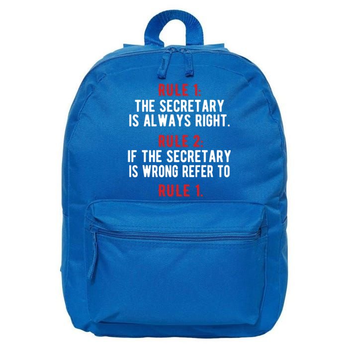 Funny Secretary Rules Secretary Day Cool Gift 16 in Basic Backpack