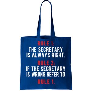 Funny Secretary Rules Secretary Day Cool Gift Tote Bag