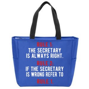 Funny Secretary Rules Secretary Day Cool Gift Zip Tote Bag