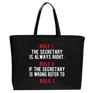 Funny Secretary Rules Secretary Day Cool Gift Cotton Canvas Jumbo Tote