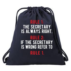 Funny Secretary Rules Secretary Day Cool Gift Drawstring Bag