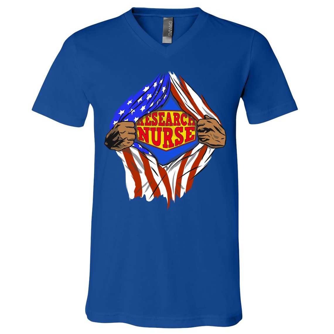 Funny Super Research Nurse Hero Job Funny Gift V-Neck T-Shirt