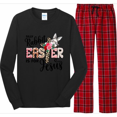 Funny Silly Rabbit Is For Jesus Easter Day Leopard Cross Cute Gift Long Sleeve Pajama Set