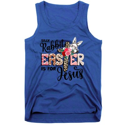 Funny Silly Rabbit Is For Jesus Easter Day Leopard Cross Cute Gift Tank Top