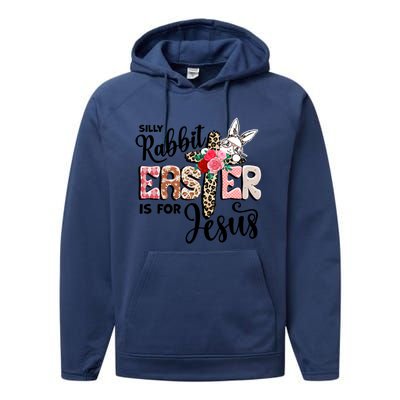 Funny Silly Rabbit Is For Jesus Easter Day Leopard Cross Cute Gift Performance Fleece Hoodie