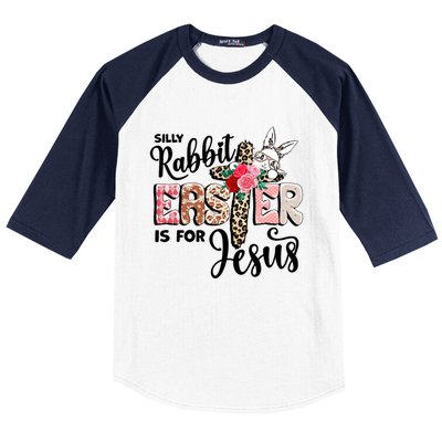 Funny Silly Rabbit Is For Jesus Easter Day Leopard Cross Cute Gift Baseball Sleeve Shirt