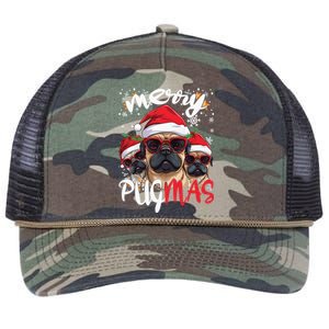 Funny Santa Reindeer Elf Pug Christmas Merry Pugmas Meaningful Gift Retro Rope Trucker Hat Cap