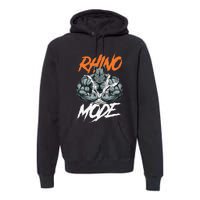 Funny Strong Rhino With Big Biceps Rhino Mode For Gym Lover Premium Hoodie