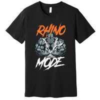 Funny Strong Rhino With Big Biceps Rhino Mode For Gym Lover Premium T-Shirt