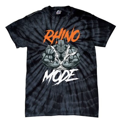 Funny Strong Rhino With Big Biceps Rhino Mode For Gym Lover Tie-Dye T-Shirt