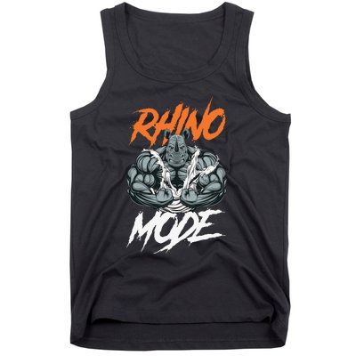 Funny Strong Rhino With Big Biceps Rhino Mode For Gym Lover Tank Top