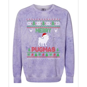 Funny Santa Reindeer Pug Xmas Ugly Christmas Merry Pugmas Gift Colorblast Crewneck Sweatshirt