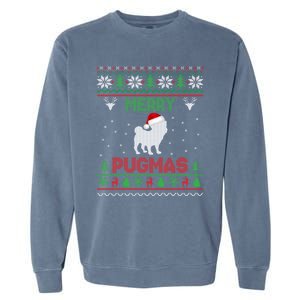 Funny Santa Reindeer Pug Xmas Ugly Christmas Merry Pugmas Gift Garment-Dyed Sweatshirt