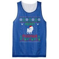 Funny Santa Reindeer Pug Xmas Ugly Christmas Merry Pugmas Gift Mesh Reversible Basketball Jersey Tank